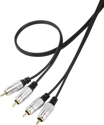 SpeaKa Professional SP-7870148 cinch avdio kabel [2x moški cinch konektor - 2x moški cinch konektor] 1.5 m črna super mehki plašč, pozlačeni konektorj