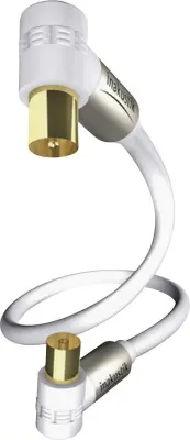 Antenski priključni kabel Inakustik\, [1x antenski vtikač 75 Ω - 1x antenska vtičnica 75 Ω]\, 5 m\, 100 dB\, pozlačeni konektorji\, bela