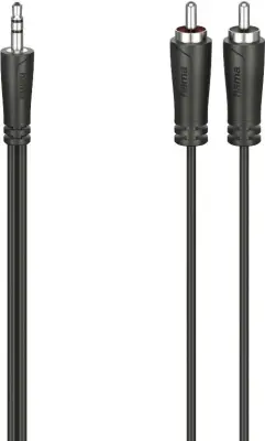 Hama 00205112 klinker / cinch avdio priključni kabel [2x moški cinch konektor - 1x 3\,5 mm banana moški konektor] 5 m črna