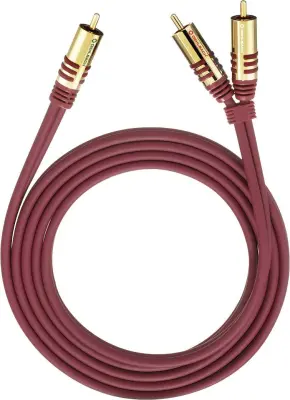Oehlbach 20565 cinch avdio Y-kabel [2x moški cinch konektor - 1x moški cinch konektor] 5.00 m rdeča pozlačeni konektorji