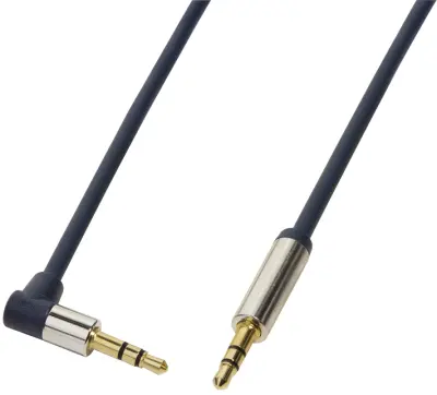 LogiLink CA11050 klinker avdio priključni kabel  0.50 m temno modra (mat) 90° kotni navzgor
