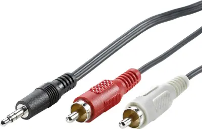 Value 11.99.4345 klinker avdio priključni kabel [1x 3\,5 mm banana moški konektor - 2x moški cinch konektor] 5.00 m črna zaščiten