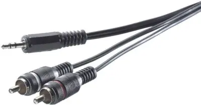SpeaKa Professional SP-7869916 cinch / klinker avdio priključni kabel [2x moški cinch konektor - 1x 3\,5 mm banana moški konektor] 5.00 m črna