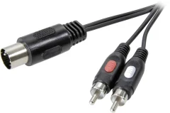 SpeaKa Professional SP-7870640 DIN priključek / cinch avdio priključni kabel [1x 5-polni diodni moški konektor (DIN) - 2x moški cinch konektor] 1.50 m črna