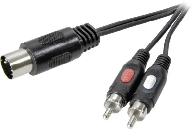 SpeaKa Professional SP-7870640 DIN priključek/cinch avdio kabel [1x 5-polni diodni moški konektor (DIN) - 2x moški cinch konektor] 1.5 m črna