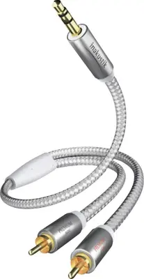 Inakustik 00410003 cinch/klinker avdio kabel [2x moški cinch konektor - 1x 3,5mm banana moški konektor] 3 m bela, srebrna pozlačeni konektorji