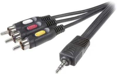 Klinker / Composite Cinch AV Priključni kabel [1x 3\,5 mm banana moški konektor - 3x Moški cinch konektor] 2 m Črna SpeaKa Professional
