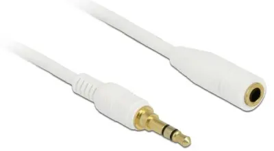 Delock 85579 klinker avdio podaljšek [1x 3,5mm banana moški konektor - 1x priključna doza za 3,5mm banana moški konektor] 2 m bela pozlačeni konektorj