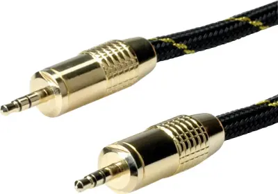 Roline 11.09.4285 klinker avdio priključni kabel [1x 3\,5 mm banana moški konektor - 1x 3\,5 mm banana moški konektor] 5.00 m črna/zlata zaščiten