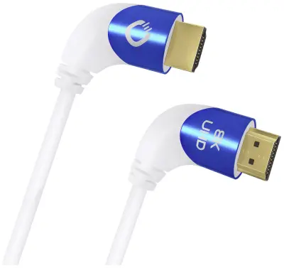 Oehlbach HDMI priključni kabel HDMI-A  vtič\, HDMI-A  vtič 1.50 m bela D1C42546 #####8K UHD\, 90° kotni levo\, trojno oklopljen HDMI kabel