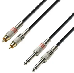 Adam Hall K3TPC0100  avdio priključni kabel [2x moški cinch konektor - 2x klinken vtič 6.3 mm (mono)] 1 m črna
