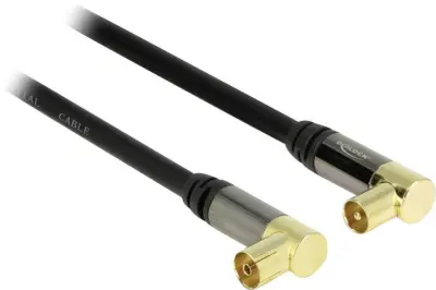Delock antene\, SAT priključni kabel [1x 75 Ω antenski moški konektor - 1x 75 Ω antenski ženski konektor] 1.00 m 85 dB pozlačeni konektorji črna