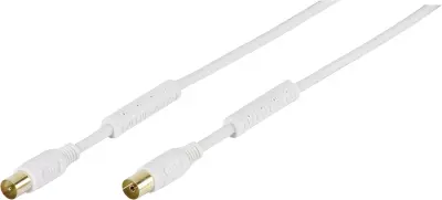 Vivanco antene kabel [1x 75 Ω antenski ženski konektor - 1x 75 Ω antenski moški konektor] 5 m 110 dB pozlačeni konektorji, s feritnim jedrom bela