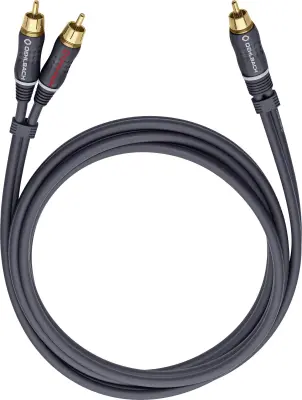 Oehlbach 23705 cinch avdio Y-kabel [2x moški cinch konektor - 1x moški cinch konektor] 5.00 m antracitna pozlačeni konektorji