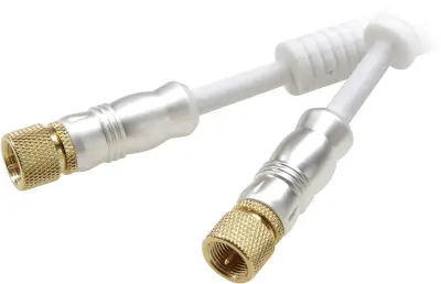 SAT priključni kabel Vivanco\, [1x F-vtikač - 1x F-vtikač]\, 5 m\, 110 dB\, pozlačeni konektorji\, feritno jedro\, bela
