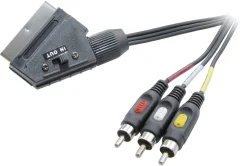 SCART / Cinch TV\, Receiver priključni kabel [1x SCART-vtikač 3x Cinch-vtikač] 2.00 m črn SpeaKa Professional