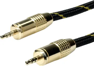 Roline 11.09.4283 klinker avdio priključni kabel [1x 3\,5 mm banana moški konektor - 1x 3\,5 mm banana moški konektor] 2.50 m črna/zlata zaščiten