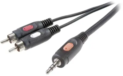SpeaKa Professional SP-7869920 cinch / klinker avdio priključni kabel [2x moški cinch konektor - 1x 3\,5 mm banana moški konektor] 1.50 m črna