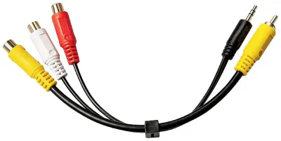 LINDY cinch / klinker AV priključni kabel [3x ženski cinch konektor - 2x avdio\, stereo (3.5 mm klinken)\, Cinch (video)] 0.1 m črna