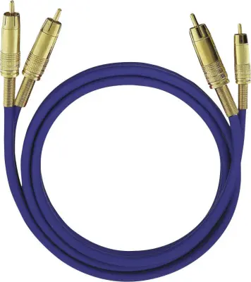 cinch avdio priključni kabel [2x moški cinch konektor - 2x moški cinch konektor] 1.00 m modra pozlačeni konektorji Oehlbach NF 1 Master