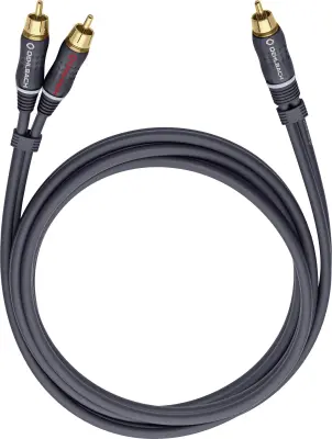 Oehlbach 23703 cinch avdio Y-kabel [2x moški cinch konektor - 1x moški cinch konektor] 3.00 m antracitna pozlačeni konektorji