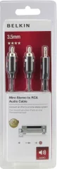 Belkin F3Y116bt2M cinch / klinker avdio priključni kabel [2x moški cinch konektor - 1x 3\,5 mm banana moški konektor] 2.00 m črna pozlačeni konektorji