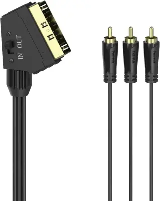 Hama cinch / SCART AV priključni kabel [3x moški cinch konektor - 1x moški konektor SCART] 1.5 m črna