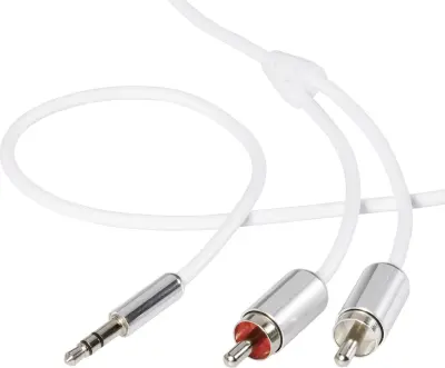 SpeaKa Professional SP-7870524 cinch/klinker avdio kabel [2x moški cinch konektor - 1x 3,5mm banana moški konektor] 1.5 m bela super mehki plašč