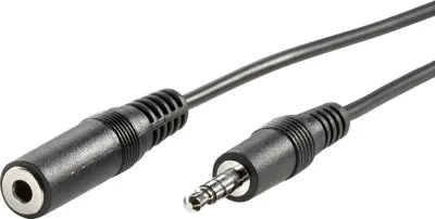 Value 11.99.4352 klinker avdio podaljšek [1x 3\,5 mm banana moški konektor - 1x priključna doza za 3\,5 mm banana moški konektor] 2.00 m črna zaščiten