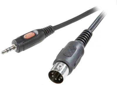 SpeaKa Professional SP-7869804 DIN priključek/klinker avdio kabel [1x 5-polni diodni moški konektor (DIN) - 1x 3,5mm banana moški konektor] 1.5 m črna