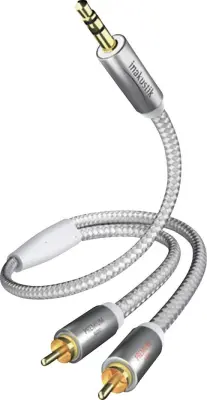 Inakustik 004100015 cinch/klinker avdio kabel [2x moški cinch konektor - 1x 3,5mm banana moški konektor] 1.5 m bela, srebrna pozlačeni konektorji