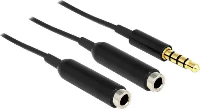 Delock 65575 klinker avdio Y-kabel [1x 3\,5 mm banana moški konektor - 2x priključna doza za 3\,5 mm banana moški konektor] 25.00 cm črna