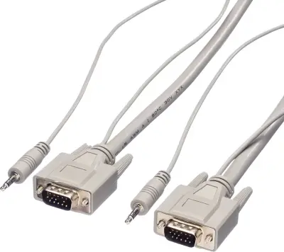 Roline 11.04.5162 avdio podaljšek [1x moški konektor VGA, 3,5mm banana moški konektor - 1x moški konektor VGA, 3,5mm banana moški konektor] 15 m siva