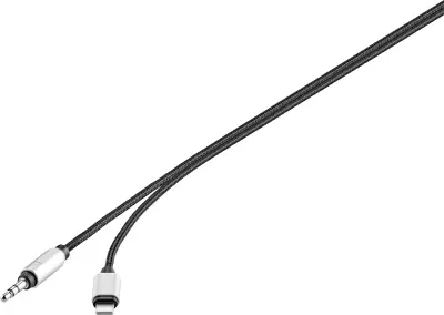 Renkforce RF-3432028 Apple Lightning/klinker avdio kabel [1x moški konektor Apple dock lightning - 1x 3,5mm banana moški konektor] 1.2 m črna aluminij