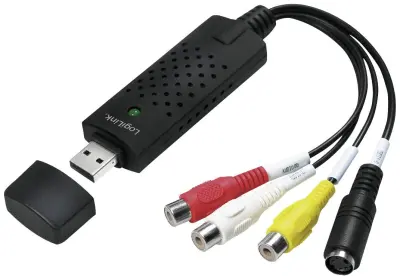 LogiLink USB / cinch / S-Video AV priključni kabel [1x USB - 1x Cinch (stereo)\, Cinch (video)\, S-Video vtičnica] 10 cm črna