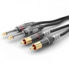 Sommer Cable HBA-62C2-0090 klinker / cinch avdio priključni kabel [2x klinken vtič 6.3 mm (mono) - 2x moški cinch konektor] 0.90 m črna