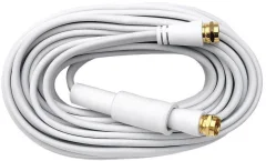 SAT priključni kabel Axing\, [1x F-vtikač - 1x F-vtikač]\, 10 m\, 75 dB\, pozlačeni konektorji\, bela