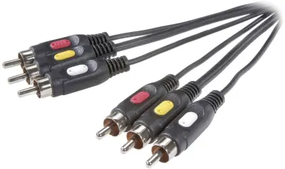 Priključni kabel SpeaKa Professional\, 3 x moški cinch konektor/3 x m. cinch kon.\, črn\, 5 m