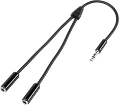SpeaKa Professional-JACK audio priključni kabel [1x JACK vtič 3.5mm - 2x JACK vtičnica 3.5mm] 0.20m\, črn\, izjemno mehka obloga