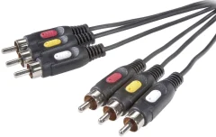 Priključni kabel SpeaKa Professional\, 3 x moški cinch konektor/3 x m. cinch kon.\, črn\, 10