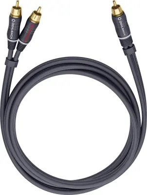 Oehlbach 23708 cinch avdio Y-kabel [2x moški cinch konektor - 1x moški cinch konektor] 8.00 m antracitna pozlačeni konektorji