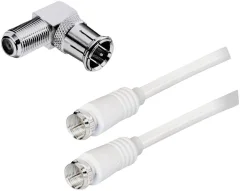Antenski\, SAT priključni kabel [1x F-vtič - 1x F-vtič] 2.50 m 85 dB dvojno oklopljen\, bele barve BKL Electronic