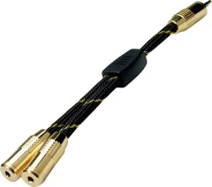 Roline 11.88.4213 klinker avdio adapterski kabel [1x 3\,5 mm banana moški konektor - 2x priključna doza za 3\,5 mm banana moški konektor] 0.15 m črna/zlata