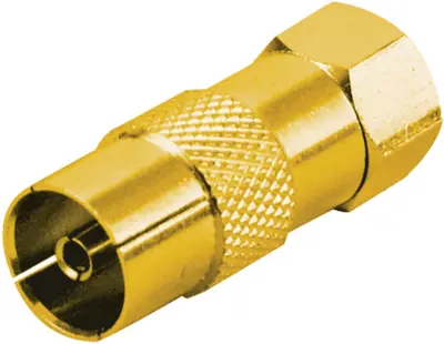 Schwaiger GOUST9300537 F- koaksialni adapter pozlačeno Priključki: F-vtič\, koaksialna vtičnica IEC  1 kos