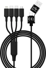 Smrter USB polnilni kabel  USB-A vtič\, USB-C® vtič\, USB-C® vtič\, Apple Lightning vtič \, USB-mikro-B vtič 1.20 m črna  SMRTER_ELITE_C_BK