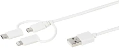 Vivanco USB polnilni kabel USB 2.0 USB-A vtič\, USB-C® vtič\, Apple Lightning vtič \, USB-mikro-B vtič 1.00 m bela primeren za obojestranski priključek \, z vezanim konektorjem 38784