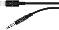 Belkin Apple iPad/iPhone/iPod priključni kabel [1x moški konektor Apple dock lightning - 1x 3\,5 mm banana moški konektor] 0.90 m črna