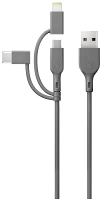 GP USB polnilni kabel USB 2.0 USB-A vtič\, Apple Lightning vtič \, USB-mikro-B vtič\, USB-C® vtič 1.00 m siva  GPCBCY1NGYUSB313
