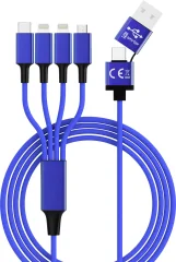 Smrter USB polnilni kabel  USB-A vtič\, USB-C® vtič\, Apple Lightning vtič \, Apple Lightning vtič \, USB-mikro-B vtič 1.20 m mornarsko modra  SMRTER_ELITE_L_NB