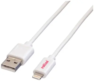 ROLINE USB 2.0 sinhronizacijski in polnilni kabel za naprave Apple s konektorjem Lightning, bel, Roline USB kabel USB 2.0 USB-A vtič, Apple Lightning